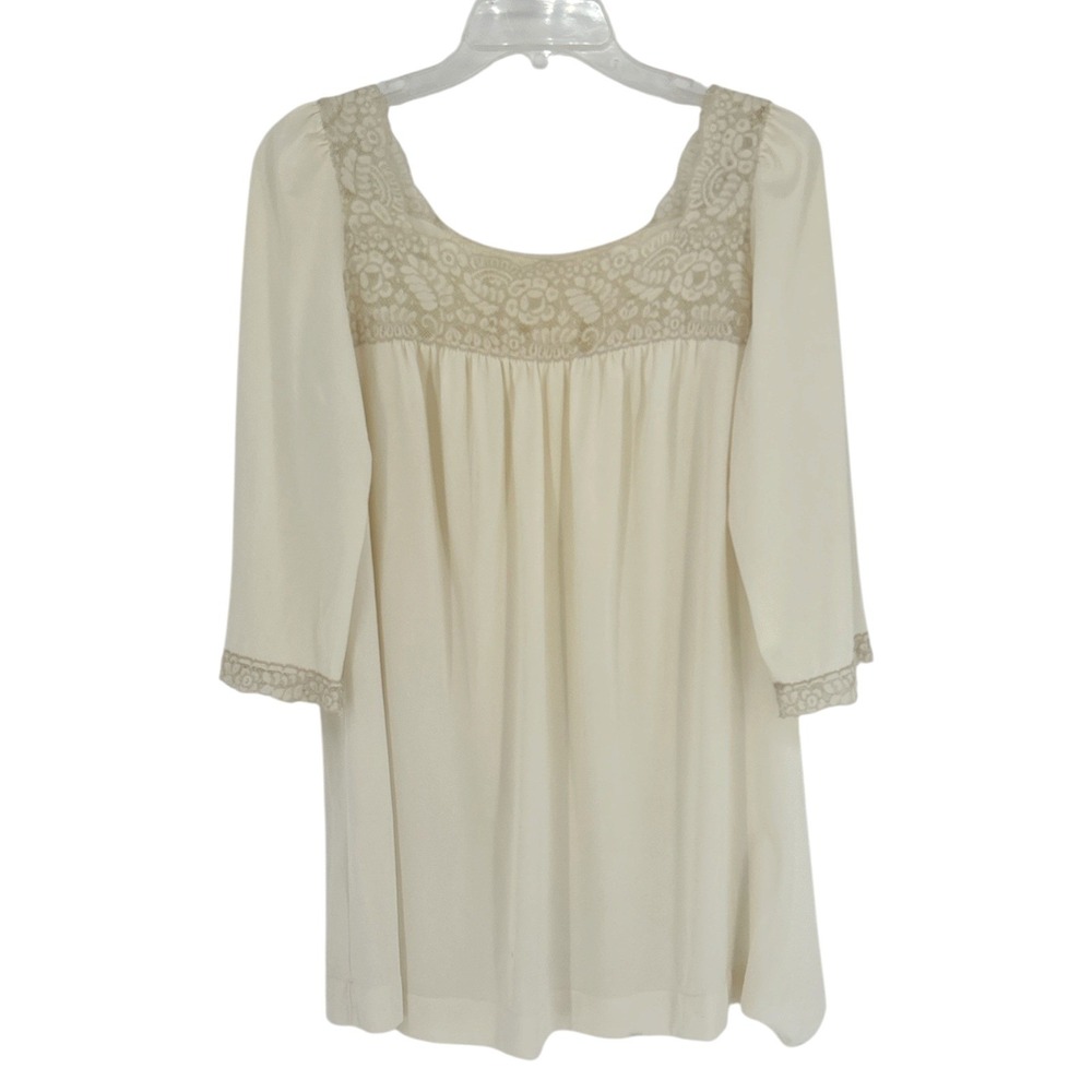 Vintage Vanity Fair Cream Lace Yoke Antron III Nylon Nightgown Top Size 34